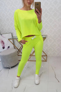 Set with oversized blouse 9091 / – Yellow neon цвет / color | Lexline Fashion