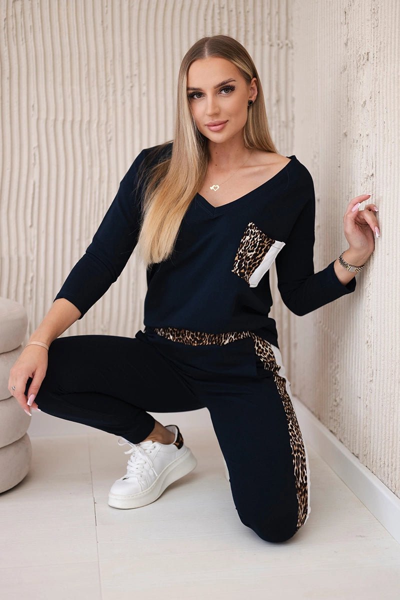Set with panther motif 0068 / – Navy blue цвет / color | Lexline Fashion