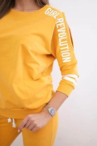 Set with print Girl Revolution 8849 / – Mustard цвет / color | Lexline Fashion