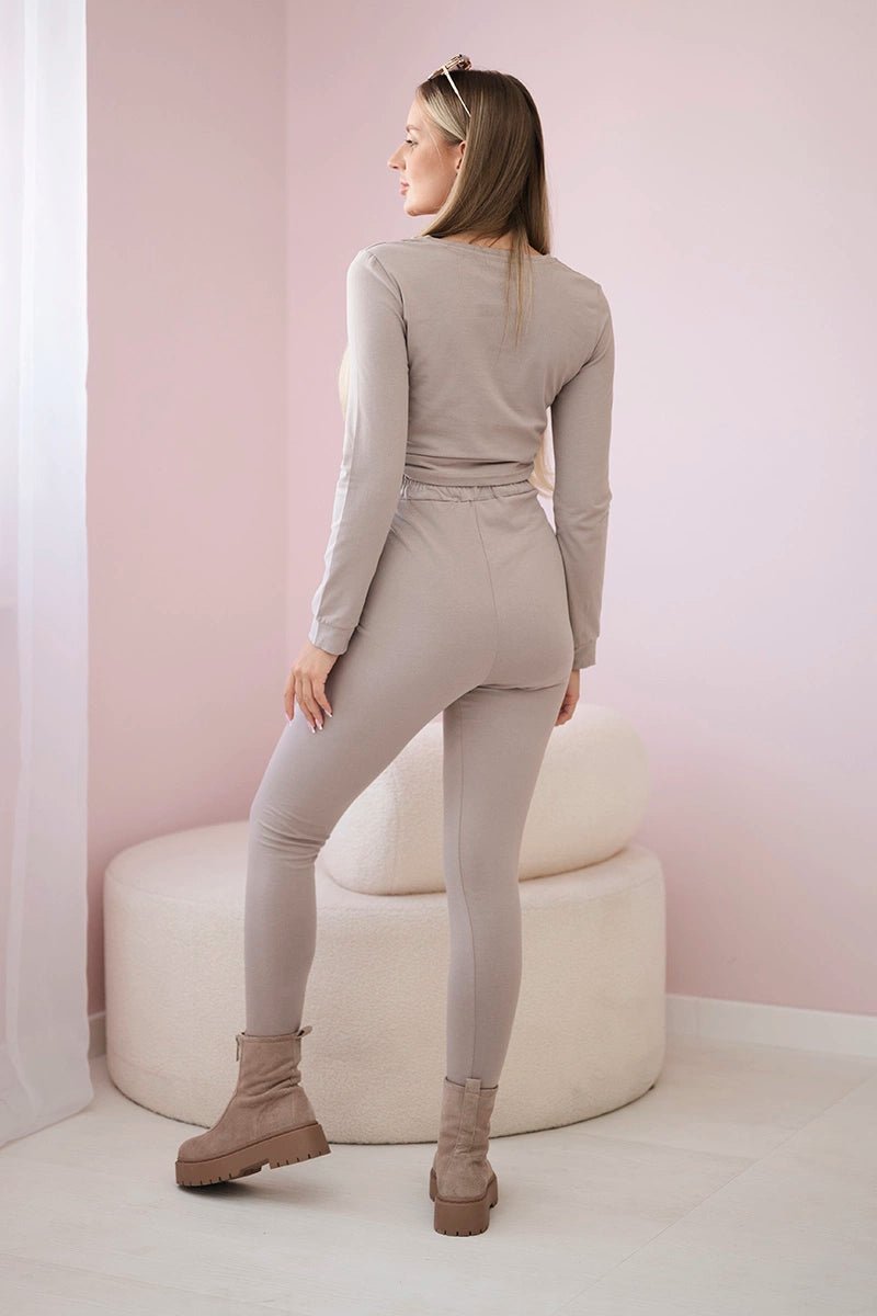 Set with ruffles on the blouse 9329 / – Beige цвет / color | Lexline Fashion