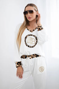 Set with sweatshirt + pants ART19759 / – Ecru цвет / color | Lexline Fashion