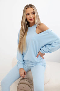 Set with sweatshirt, top and leggings 9441 / – Blue цвет / color | Lexline Fashion