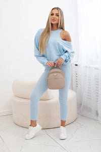 Set with sweatshirt, top and leggings 9441 / – Blue цвет / color | Lexline Fashion