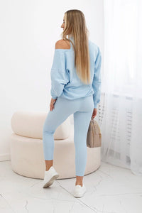 Set with sweatshirt, top and leggings 9441 / – Blue цвет / color | Lexline Fashion