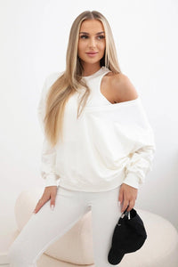 Set with sweatshirt, top and leggings 9441 / – Ecru цвет / color | Lexline Fashion