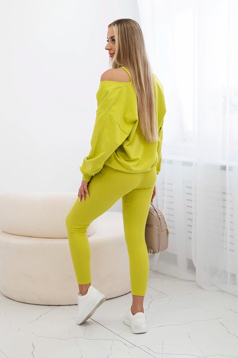 Set with sweatshirt, top and leggings 9441 / – Kiwi цвет / color | Lexline Fashion