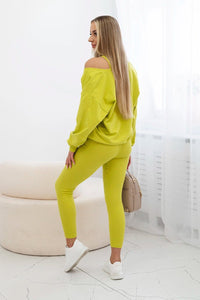 Set with sweatshirt, top and leggings 9441 / – Kiwi цвет / color | Lexline Fashion