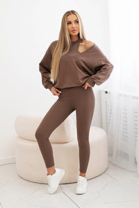 Set with sweatshirt, top and leggings 9441 / – Mocca цвет / color | Lexline Fashion