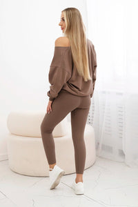 Set with sweatshirt, top and leggings 9441 / – Mocca цвет / color | Lexline Fashion