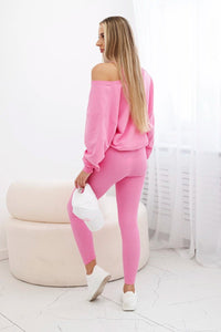 Set with sweatshirt, top and leggings 9441 / – Pink || Light цвет / color | Lexline Fashion