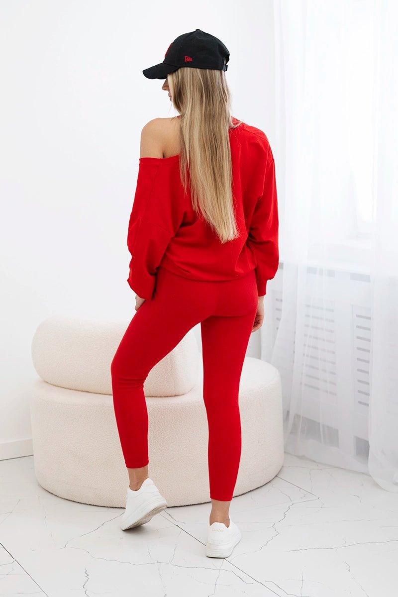 Set with sweatshirt, top and leggings 9441 / – Red цвет / color | Lexline Fashion
