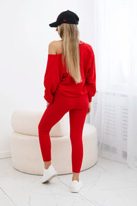Set with sweatshirt, top and leggings 9441 / – Red цвет / color | Lexline Fashion