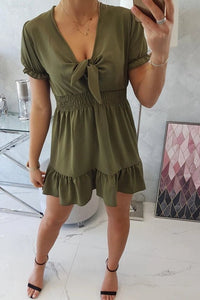 Short dress 9279 / – Khaki цвет / color | Lexline Fashion