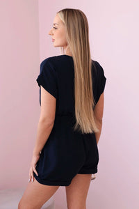 Short jumpsuit tied at the waist 6494T / – Navy blue цвет / color | Lexline Fashion