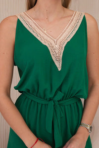 Short jumpsuit with decorative lace 59100 - 18 / – Green цвет / color | Lexline Fashion