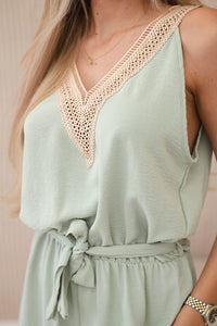 Short jumpsuit with decorative lace 59100 - 18 / – Mint || Dark цвет / color | Lexline Fashion