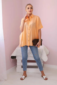 Short - sleeved cotton shirt 9812 / – Apricot цвет / color | Lexline Fashion