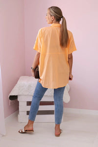 Short - sleeved cotton shirt 9812 / – Apricot цвет / color | Lexline Fashion