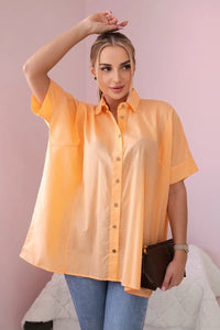 Short - sleeved cotton shirt 9812 / – Apricot цвет / color | Lexline Fashion