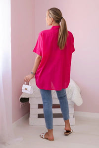 Short - sleeved cotton shirt 9812 / – Fuchsia цвет / color | Lexline Fashion
