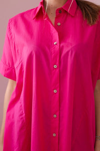 Short - sleeved cotton shirt 9812 / – Fuchsia цвет / color | Lexline Fashion