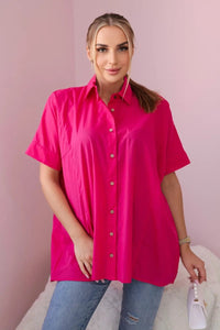 Short - sleeved cotton shirt 9812 / – Fuchsia цвет / color | Lexline Fashion