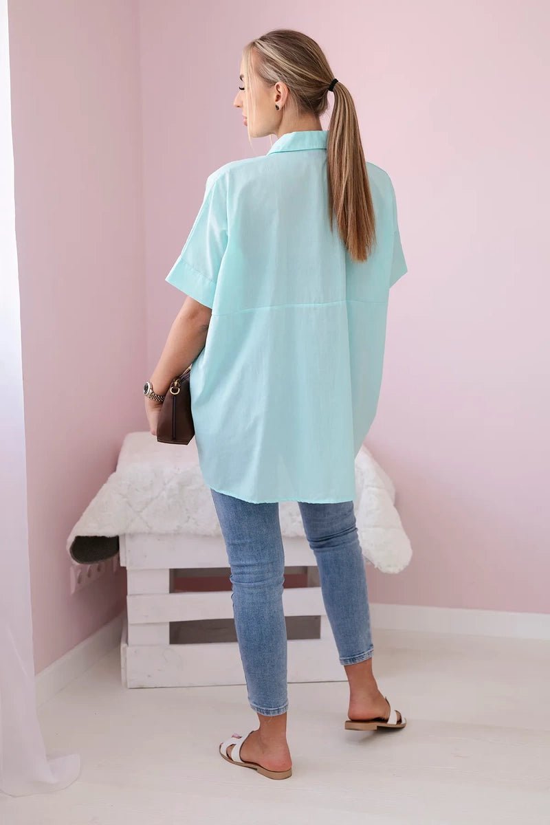 Short - sleeved cotton shirt 9812 / – Mint цвет / color | Lexline Fashion
