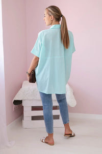 Short - sleeved cotton shirt 9812 / – Mint цвет / color | Lexline Fashion