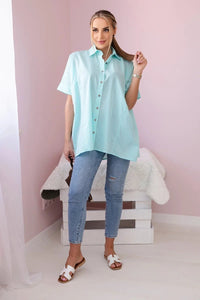 Short - sleeved cotton shirt 9812 / – Mint цвет / color | Lexline Fashion
