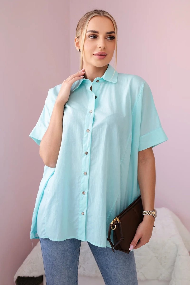 Short - sleeved cotton shirt 9812 / – Mint цвет / color | Lexline Fashion
