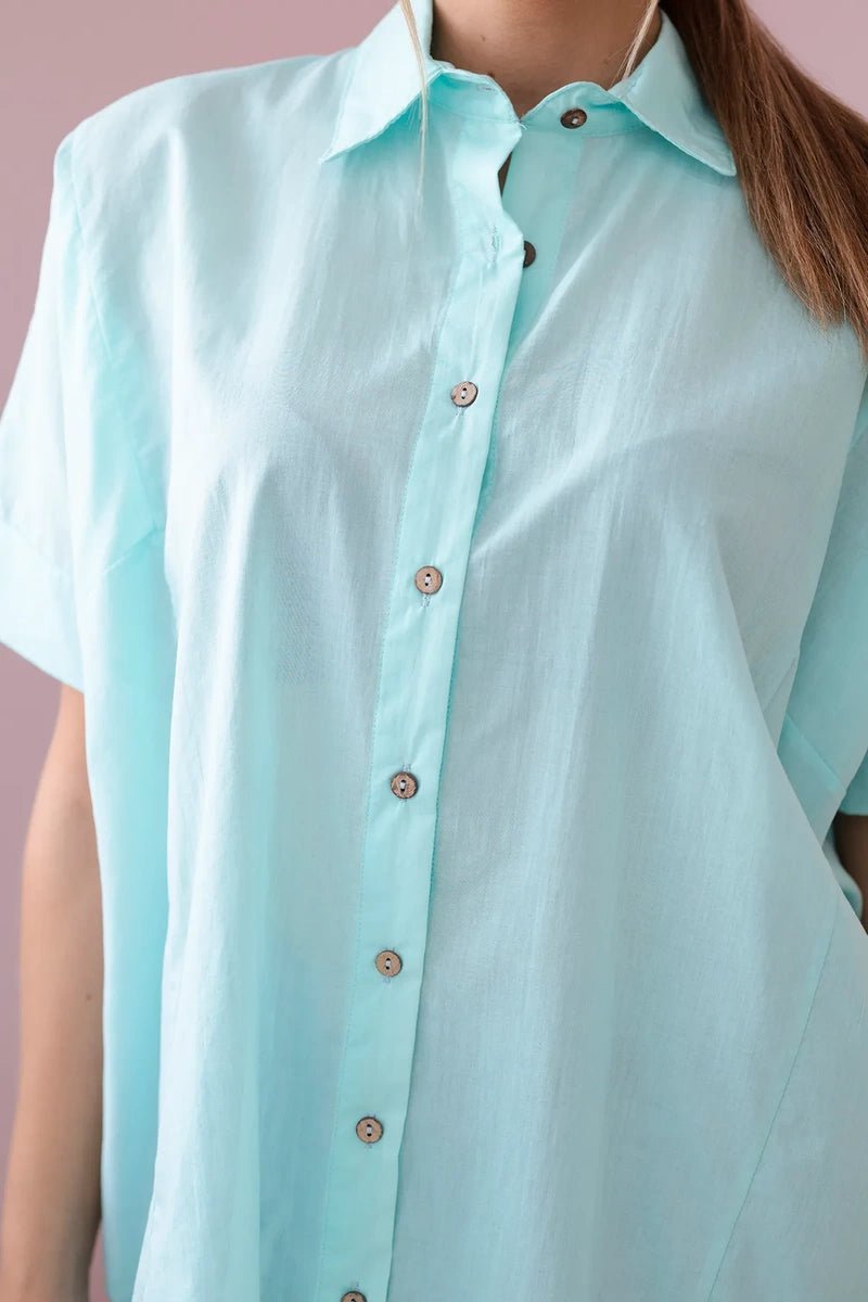 Short - sleeved cotton shirt 9812 / – Mint цвет / color | Lexline Fashion