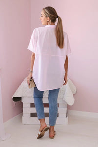 Short - sleeved cotton shirt 9812 / – Powder цвет / color | Lexline Fashion