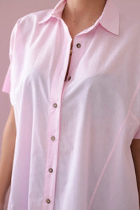 Short - sleeved cotton shirt 9812 / – Powder цвет / color | Lexline Fashion