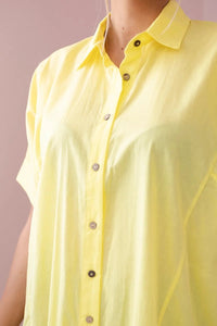 Short - sleeved cotton shirt 9812 / – Yellow цвет / color | Lexline Fashion