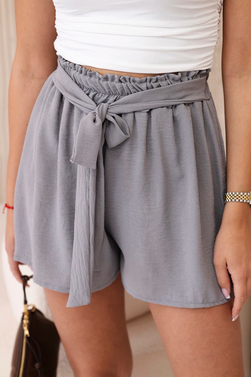 Shorts with viscose tied at the waist IT - 39 / – Gray цвет / color | Lexline Fashion
