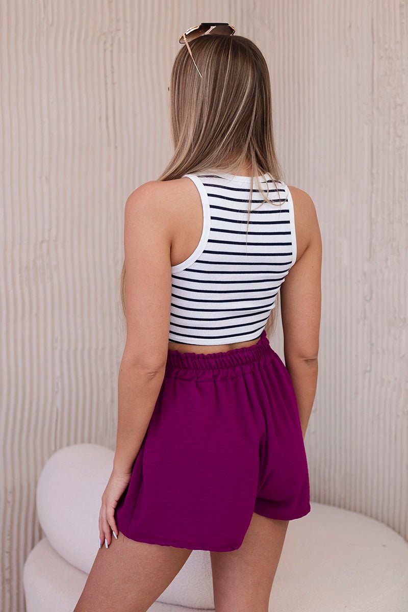 Shorts with viscose tied at the waist IT - 39 / – Plum цвет / color | Lexline Fashion