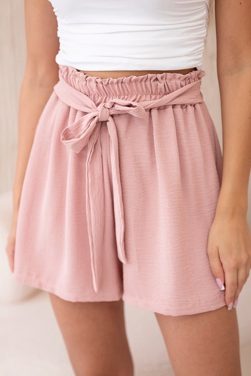 Shorts with viscose tied at the waist IT - 39 / – Powder цвет / color | Lexline Fashion