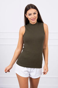 Sleeveless blouse 8988 / – Khaki цвет / color | Lexline Fashion