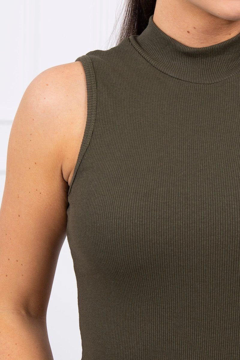 Sleeveless blouse 8988 / – Khaki цвет / color | Lexline Fashion