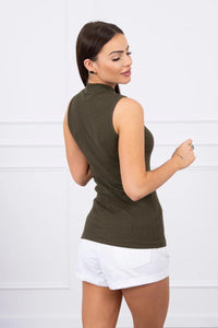Sleeveless blouse 8988 / – Khaki цвет / color | Lexline Fashion