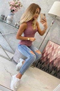Sleeveless blouse 8988 / – Pink || Dark цвет / color | Lexline Fashion