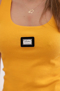 Sleeveless top 8986 / – Mustard цвет / color | Lexline Fashion