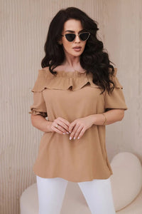 Spanish blouse with a decorative frill IT - 28 / – Camel цвет / color | Lexline Fashion