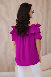 Spanish blouse with a decorative frill IT - 28 / – Dark || purple цвет / color | Lexline Fashion