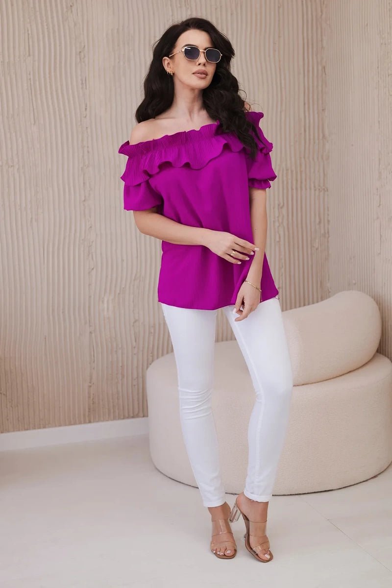 Spanish blouse with a decorative frill IT - 28 / – Dark || purple цвет / color | Lexline Fashion