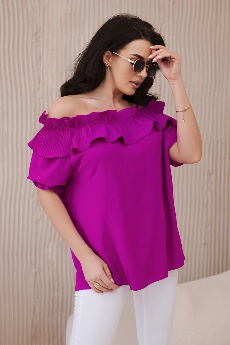 Spanish blouse with a decorative frill IT - 28 / – Dark || purple цвет / color | Lexline Fashion