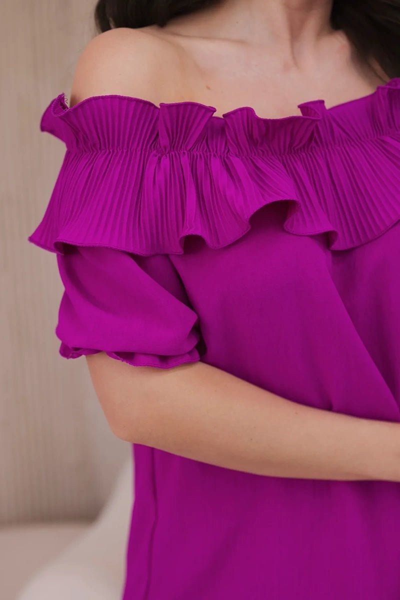 Spanish blouse with a decorative frill IT - 28 / – Dark || purple цвет / color | Lexline Fashion