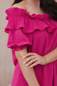 Spanish blouse with a decorative frill IT - 28 / – Fuchsia цвет / color | Lexline Fashion