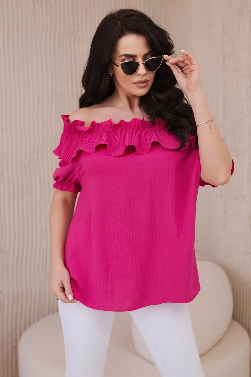 Spanish blouse with a decorative frill IT - 28 / – Fuchsia цвет / color | Lexline Fashion