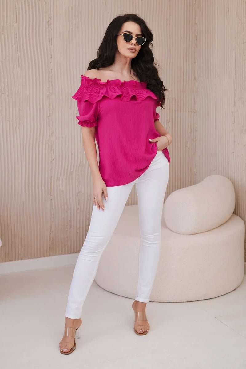 Spanish blouse with a decorative frill IT - 28 / – Fuchsia цвет / color | Lexline Fashion
